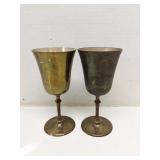 2 metal stemmed goblets