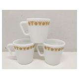 Set of 3 Pyrex Butterfly Gold coffee mugs