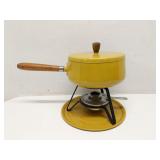 Vtg harvest gold fonue pot