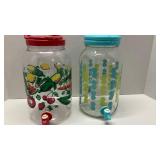 2- Gallon Sun Tea Jars w/Spigote 1 plastic 1 glass