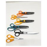 Group of scissors, mostly Fiskars
