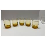 Set of 5 Amber Juice Glass Stackable