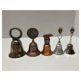 Lot of 5 Vtg  Souvenir Bells from Various Location