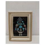 Framed jewelry tree made from old jewelry