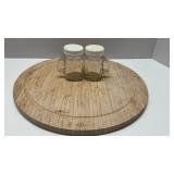NuWave Round Cutting Board & Mini Mason Jar S & P