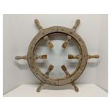 Oak ships wheel wall decor