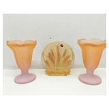 Gamut Designs orange napkin holder & 2 Libby
