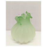 Green handblown glass vase, 7' tall