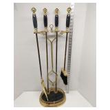 Black & Brass fireplace tool set