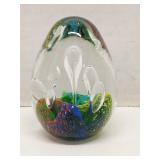 Egg shaped art glass paperweight