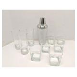 Group of glass barware w/ Jack Daniels glasses
