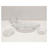 4 pieces cut glass decor items