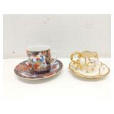Lot of 2 decorative teacups & saucers