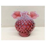 Fenton Cranberry Pink Hobnail Opalescent Rose Vase