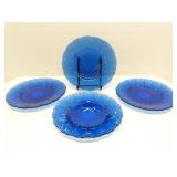 Set of 4 Cobalt Blue plates, 8'