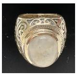 Aryo 925 Dome Ring With Scrollwork Moonstone Ring