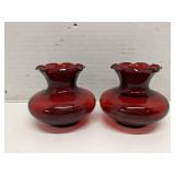 Lot of 2 Anchor Hocking Ruby Red Glass Bud Vases