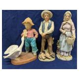 Lot of 3 porcelain figurines, about 10' tall