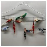Group of Glass & Wooden Birds Christmas Ornament