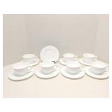 Colony Harvest Milk Glass Teacups & Saucers