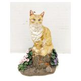 Living Stone Cat Yellow Tabby on Lofty Perch