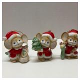 Vtg Homco Christmas Mice Ceramic Figurines
