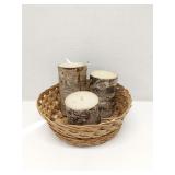 Basket w/ 3 battery powered lights decor