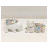 ArdCo porcelain pin cushions - cat & elephant