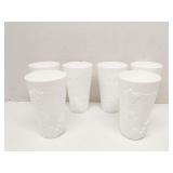 Set of 6 milk glass glasses, grapes