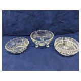 Lot of 3 ornate glass candy dishes bowls