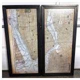 Framed New York City maps, Pottery Barn 24x52