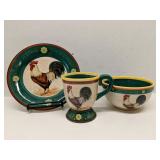 Rooster plate, cup and plate set