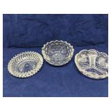 Lot of 3 ornate glass candy dishes bowls