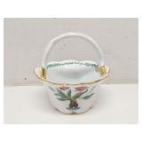 Hand painted ceramic basket w/ flowers
