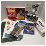 Group of Mixed Supplies Book and Paint
