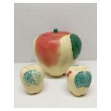 Apple shaped cookie jar & salt/pepper shakers