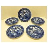 (5) Kikusa Blue & White 7.5' plates occupied Japan