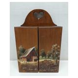 Hand painted hanging wood spice cabinet 13'x9'