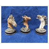 Lot of 3 resin horse head figures