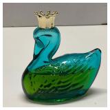 Avon Royal Swan Green Glass Cologne Decanter 1970s