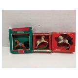 Lot of 3 rocking horse Christmas ornaments