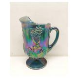 Indiana Blue Iridescent Carnival Glass Pitcher 10'