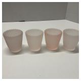 4 Frosted Glass Hobnail Pattern Votive Candle Hold