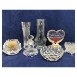 Group of vases candle holders & other decor items