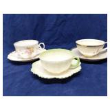 Group of vtg tea cups & saucers