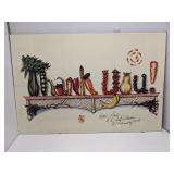 Handpainted wall art 'Thank You' signed 2008