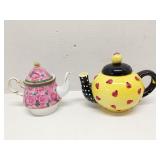 (2) ceramic tea pots - lady bugs & flowers