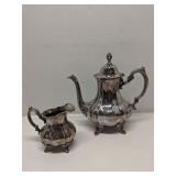Silverplate Teapot and Creamer