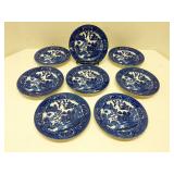 (8) Kikusa Blue & White 6' plates, occupied Japan