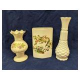 Lot of 3 vases, ceramic & glass